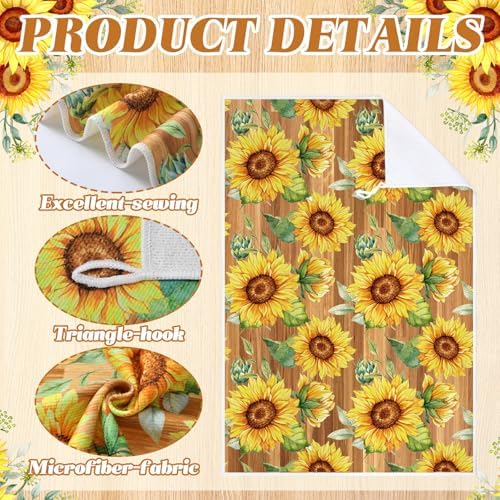 Bencailor 4 Pcs Sunflower Kitchen Towels Gifts Floral Hand Dish Towels - Image 5
