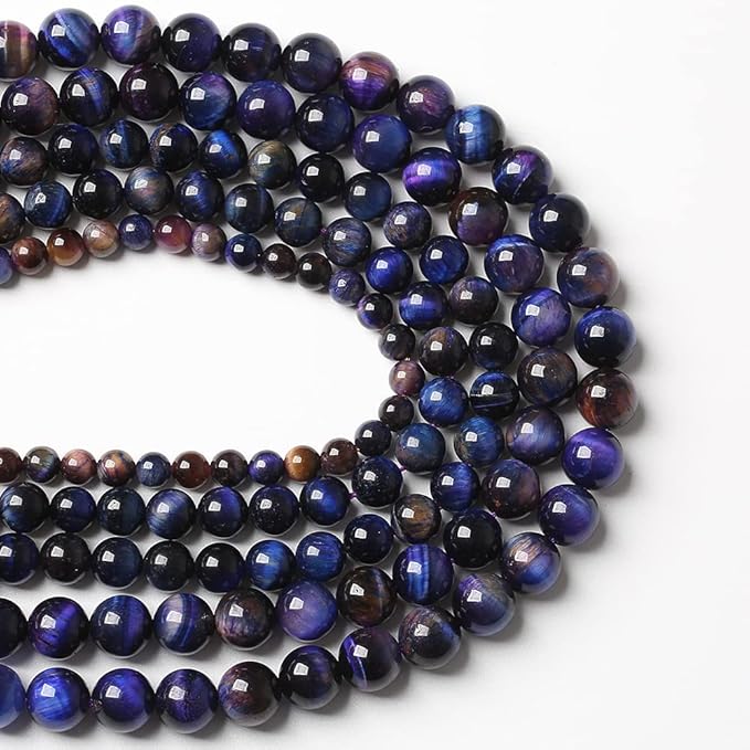48pcs 8mm AAA Natural Tiger Eye Stone Beads Gemstone Round Spacer Loose Beads for Jewelry Making DIY Bracelet,Necklace