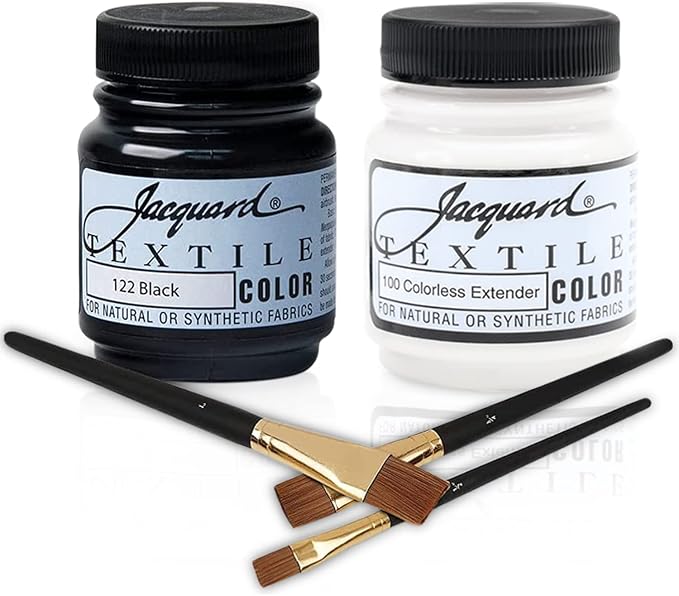 Jacquard Textile Paint 2.25 Oz Black & White Fabric Paint set by PositiveArt