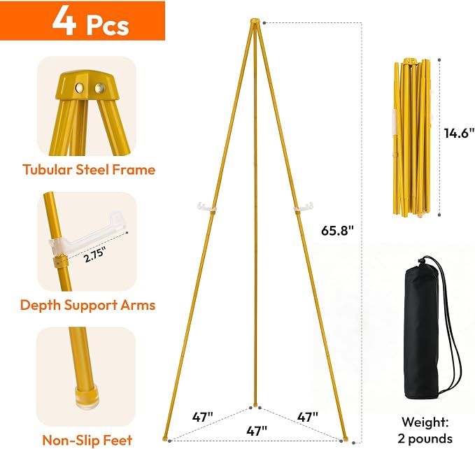 JEAWIWI 4PCS Golden Easel Stand - Image 2