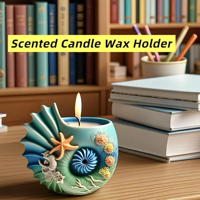 Sea Animal Candle Holder Resin Molds Silicone Epoxy Resin Jar Conch Shell Shaped Plaster Candle Holder Wax Molds, DIY Casting Home Décor