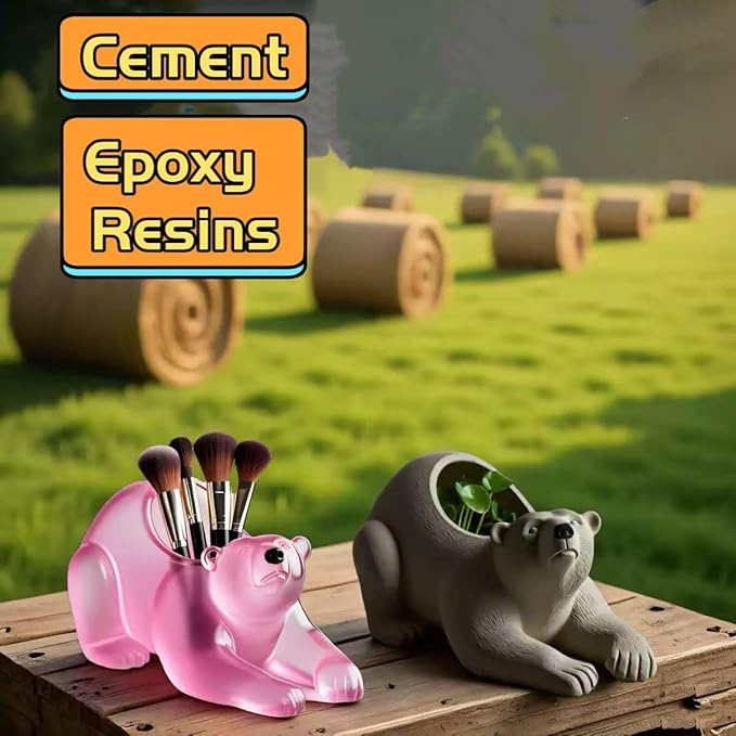 Animal Resin Molds Silicone 3D Cute Polar Bear Epoxy Resin Plaster Candle Holder Wax Molds for Candle Making, Art Crafts DIY Unique Display Home Decor