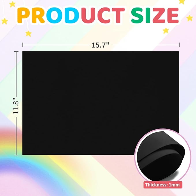 20 PCS EVA Foam Sheets DIY Handcraft Materials 1mm Thick 15.7 x 11.8 Inches Black EVA Foam Papers for Arts and Crafts
