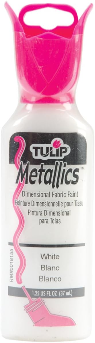 Tulip Dimensional Fabric Paint 1-1/4 Ounces-Metallics-White by Tulip