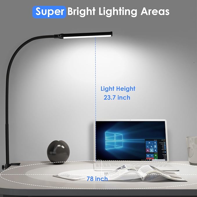 ShineTech LED Desk Lamp with Clamp, Clip On Desk Lamp - Image 5