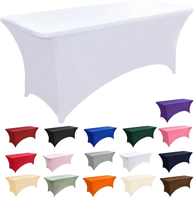 2-Pack 4ft White Spandex Table Covers - Image 3