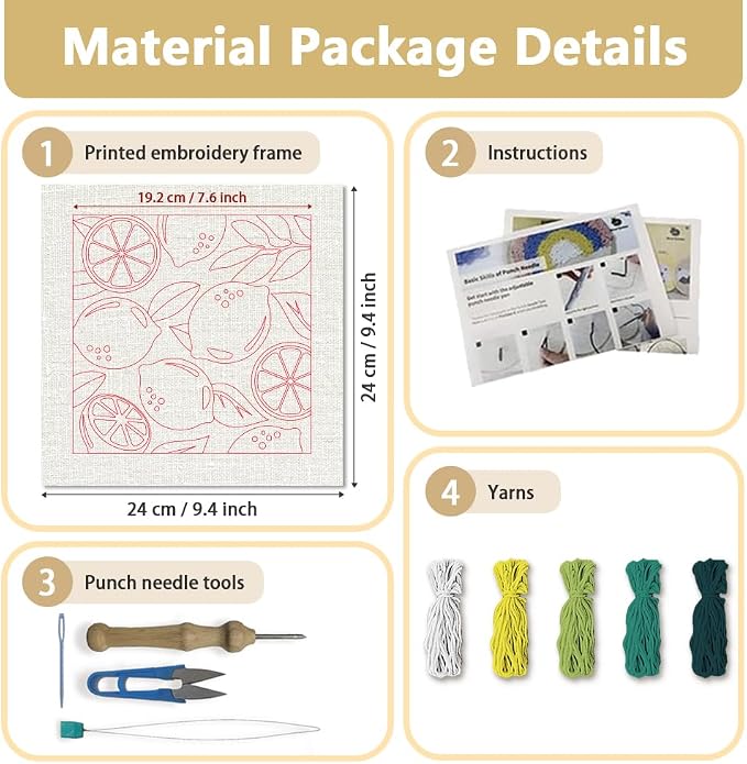 Doodlream Lemon DIY Punch Needle Embroidery Kit - Image 2