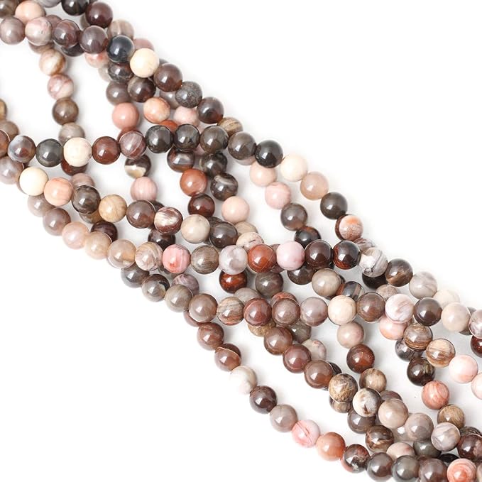 45PCS 8mm Natural Silicified Wood Jade Gemstone Round Loose Beads - Image 4