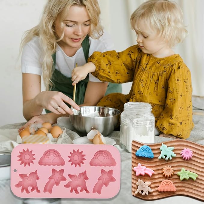 2 Pack Unicorn Molds Silicone 8 Cavity 3D Flying Unicorn Themed Baking Mould - Image 5