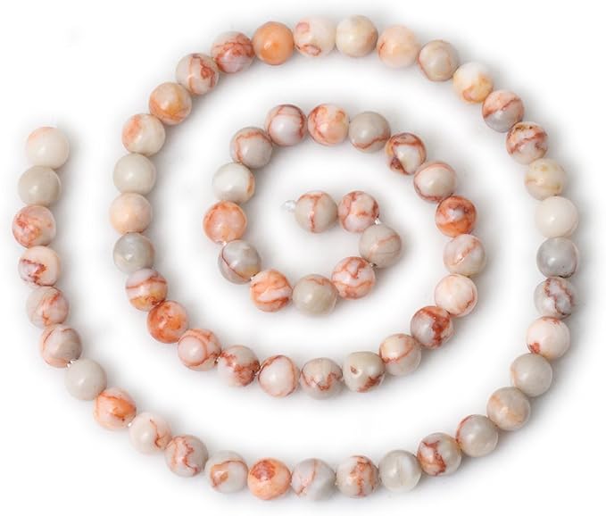 60PCS 6mm Natural Red Network Stone Round Loose Beads - Image 2
