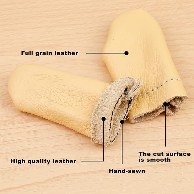 2 Pairs Leather Finger Protector Needle Felting Knitting Finger Thimble Guards Tools for Hand Craft Sewing Needlework Handmaking(Random Color)