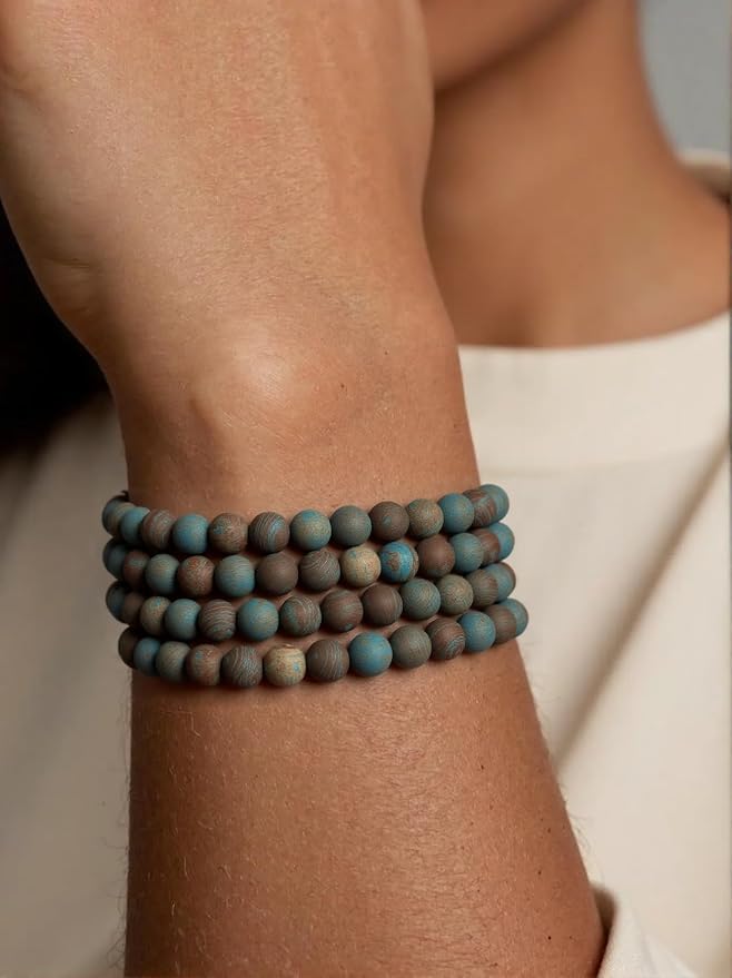 8mm Blue Pattern Jasper Bead, 15-Inch Matte Round Loose Stone Beads - Image 5