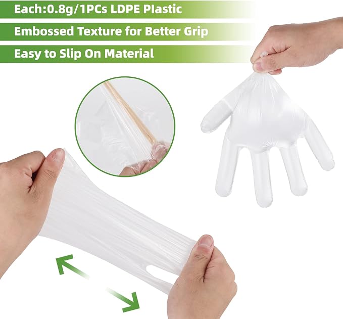 MoloTAR 100 pcs Plastic Disposable Gloves, Disposable Gloves, One Size Fits Most - Image 3