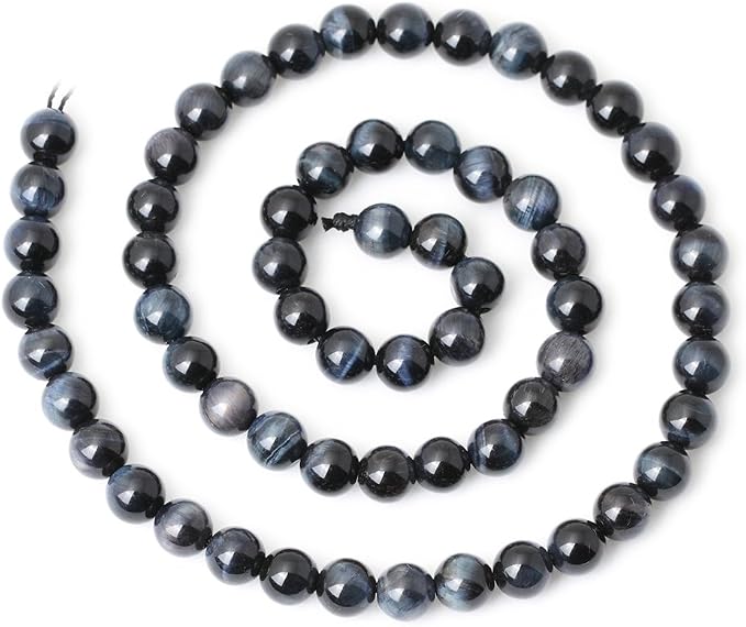 60PCS 6mm Natural Blue Tiger Eye Gemstone Round Loose Beads - Image 2