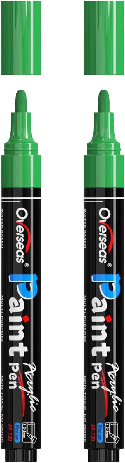 Overseas 2 Pack Green Acrylic Paint Pens Permanent Markers, Medium Tip | by Overseas