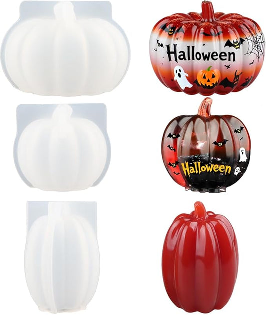 3Pack Mini 3D Pumpkin Molds for Resin, Resin Pumpkin Mold, Pumpkins Silicone Mold for Epoxy Resin, Handmade Soap, Candle, Halloween Silicone Molds