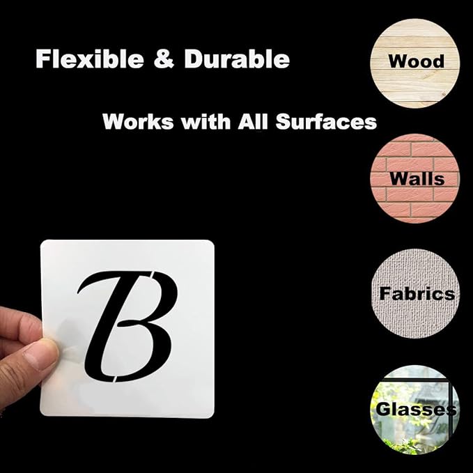 1.5 Inch Alphabet Letter Stencils for Painting - 70 Pack Letter and Number Stencil Templates with Signs for Painting on Wood, Reusable Cursive Letters Stencils for Chalkboard Wood Signs & Wall Art