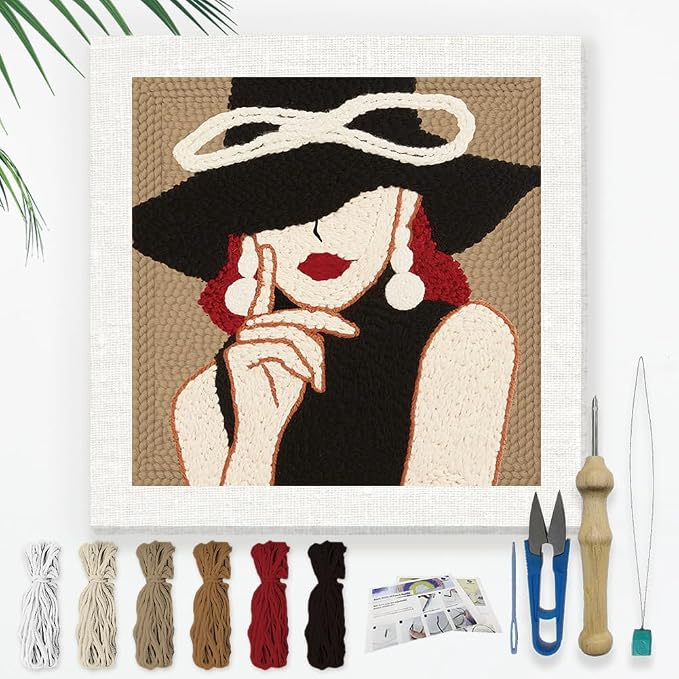 Doodlream Elegant Lady DIY Punch Needle Embroidery Kit by Doodlream