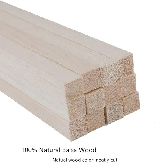 12 Pack Square Wood Dowel Rods 1/2x1/2x12 Inch Balsa Wood Sticks Natural Wood Color Unfinished Wood for Cricut Maker Make Models of House Airplane Ship Boat DIY Wooden(13x13x305mm)