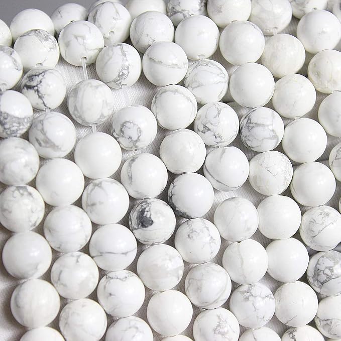 MJDCB AAAA Natural Stone Beads White Howlite Turquoise Round Loose Beads - Image 3