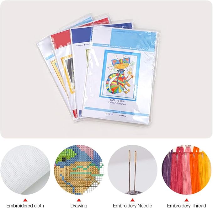 Eiazuiks Stamping Cross Stitch Kit, Tulip Counting Cross Stitch Kit - Image 6