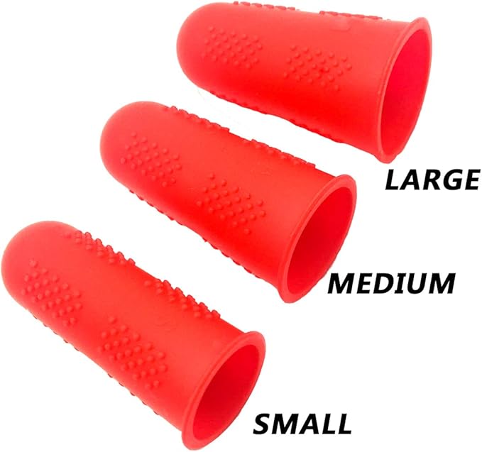 15 Pack Silicone Hot Glue Gun Finger Caps, 5 colors Finger Guard Protectors or Hot Glue Wax Rosin Resin Honey Adhesives Scrapbooking Sewing in 3 Sizes-Red/Blue/Yellow/Orange/Green