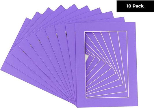 11x14 Mat for 8.5x11 Photo - Precut Light Purple Picture Matboard for Frames 11 x 14 Inches - Bevel Cut to Display Art 8.5 x 11 Inches - Acid Free Pack of 10 MATS with Backing Boards & Clear Bags