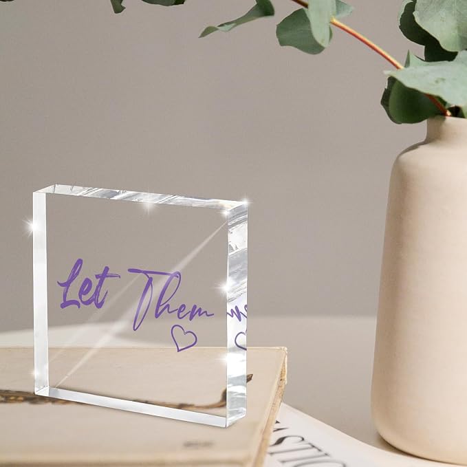 Let Them - Purple 4 Inch Acrylic Desktop Sign, Office and Cubicle Decor - Image 4