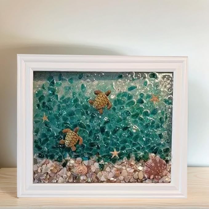 Sea Glass Art Kit, Mosaic Glass Photo Frame Set 9.5x7.5 Inch, Handcraft Style - Image 3
