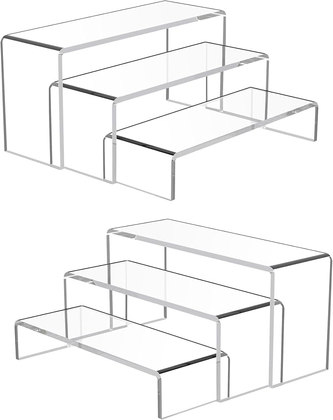 Goabroa 6 Pcs 8'' Clear Cupcake Display Risers, 3 Tiers Rectangular Risers by Goabroa