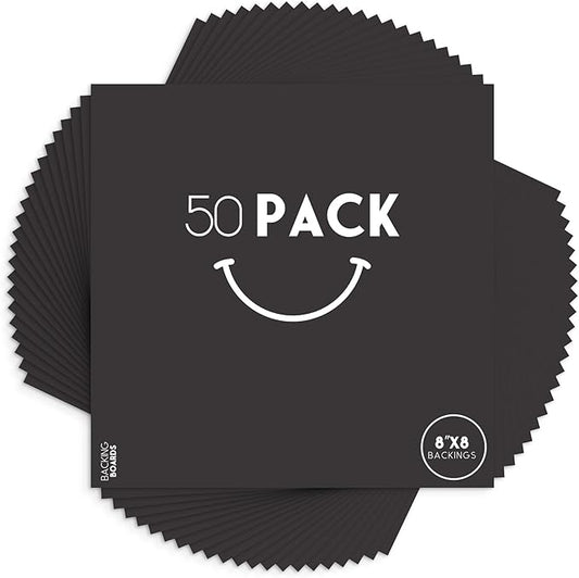 Golden State Art, 8x8 Uncut Photo Mat Matboard - Black Uncut Mats for DIY Projects, Presentation Boards, Art Crafts, Prints (50 Pack)