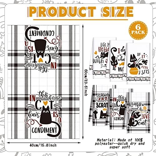 Redbaker 6 Pcs Black Cat Theme Kitchen Towels Funny Dish Towel - Image 2