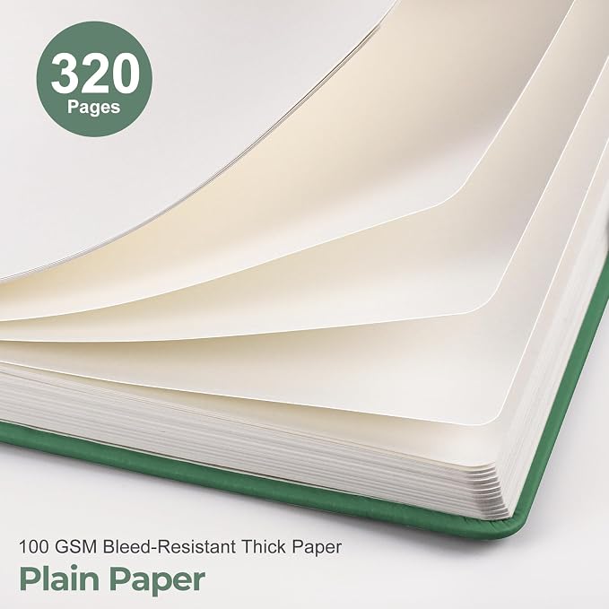 EMSHOI Blank Journal Notebook, 320 Pages, A5 Size | Leather Hardcover, 100 GSM - Image 3