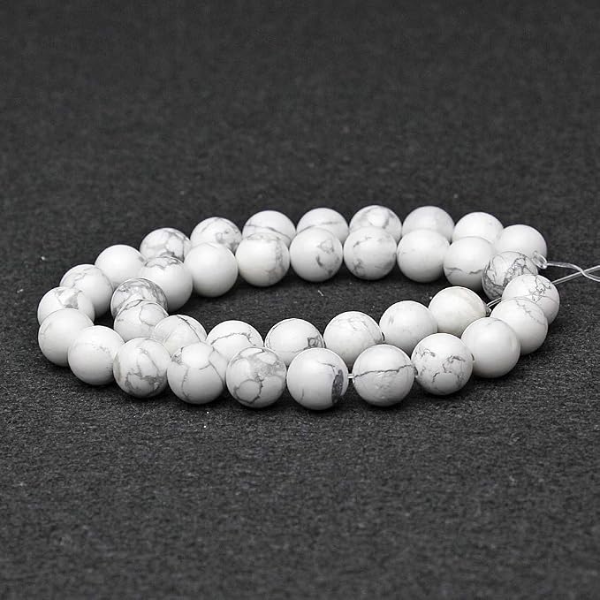 MJDCB Natural Stone Beads White Howlite Round Loose Beads - Image 2