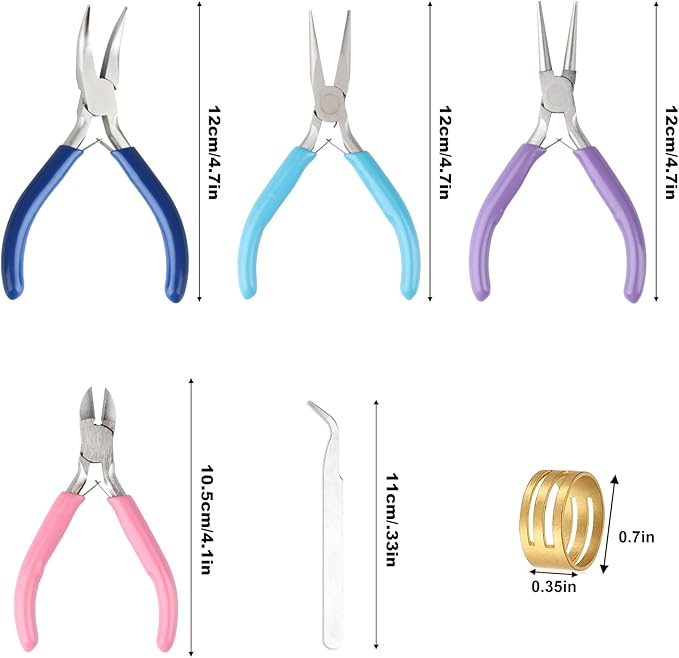 4 Pack Jewelry Making Pliers Tools Set, Jewelry Making Needle Nose Chain Nose Round Bent Pliers Wire Cutter for Bracelet Beading DIY Craft Jewelry Making Supplies