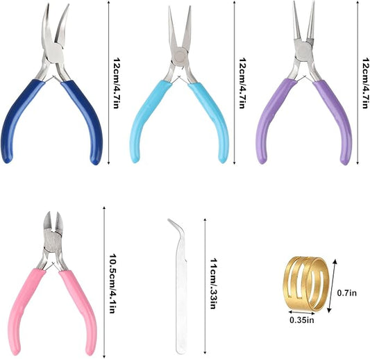 4 Pack Jewelry Making Pliers Tools Set, Jewelry Making Needle Nose Chain Nose Round Bent Pliers Wire Cutter for Bracelet Beading DIY Craft Jewelry Making Supplies