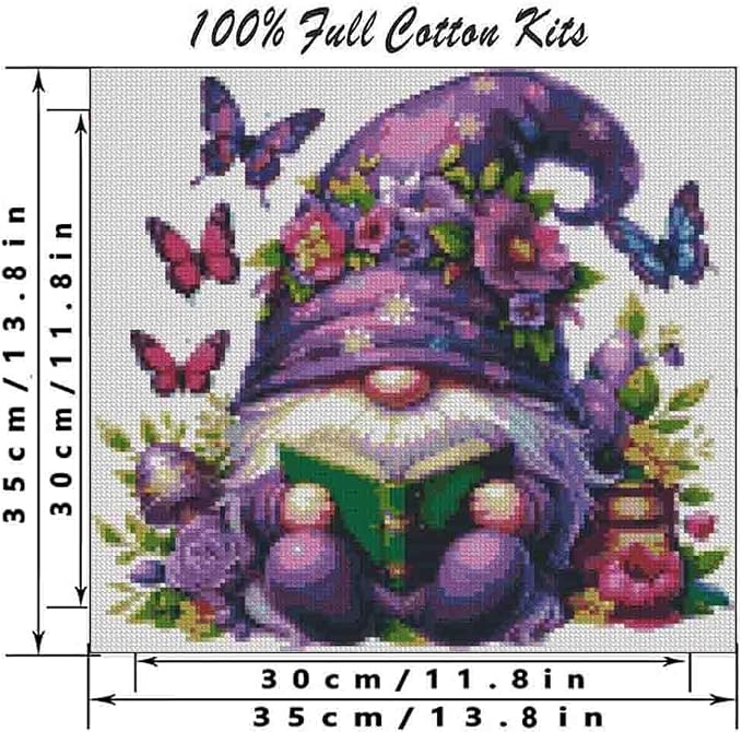 4 Pack Gnome Cross Stitch Kits for Adults Beginner, Counted Cross Stitch Kits - Image 2