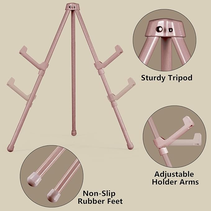 14" High Tabletop Instant Display Easel, Small Desktop Steel Easel Stand with Adjustable Holders for Paintings, Posters and Store Signs(Champagne, 2Pack)