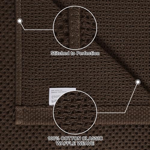 Homaxy 8 Pack 100% Cotton Kitchen Towels and Dishcloths Set, Dark Brown - Image 2