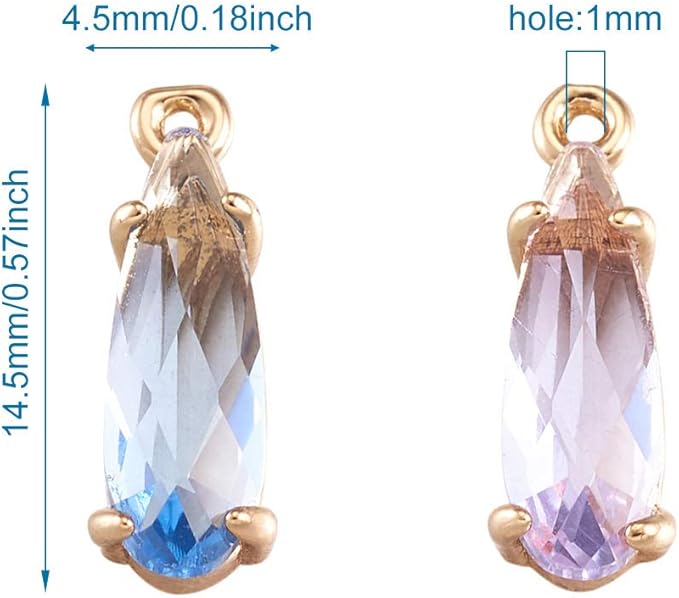 FASHEWELRY 50Pcs Teardrop Faceted Glass Pendants Mixed Colors Crystal Glass - Image 3