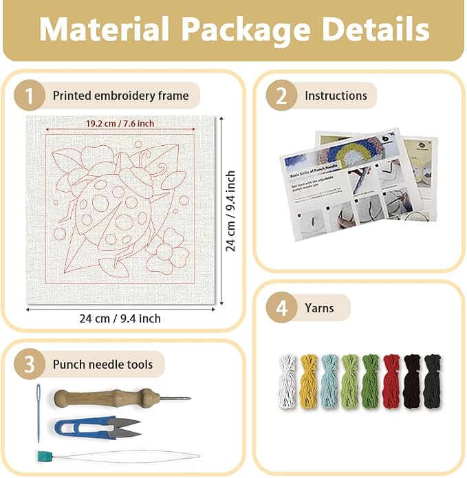 DOODLREAM Ladybug DIY Punch Needle Embroidery Kit - Image 2