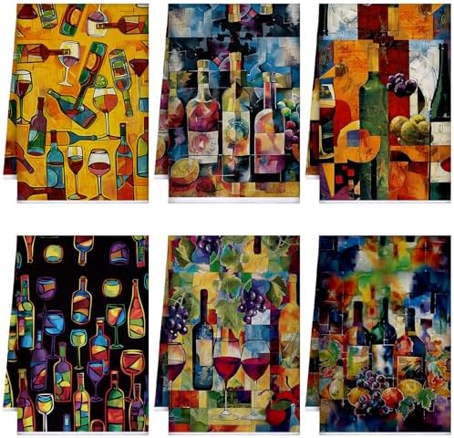 Bencailor 6 Pcs Picasso Wine Kitchen Towels Decorative Sets Dish Towels by Bencailor