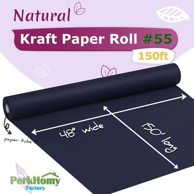 PerkHomy Navy Blue Kraft Paper Roll 48" x 1 - Image 2