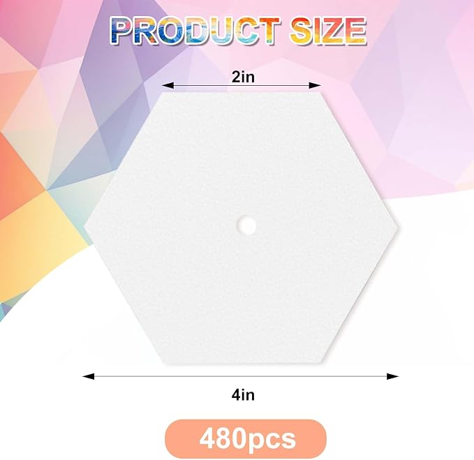 480 PCS 2" Piecing Paper for Quilting, Hexagon Quilting Templates | for DIY - Image 2