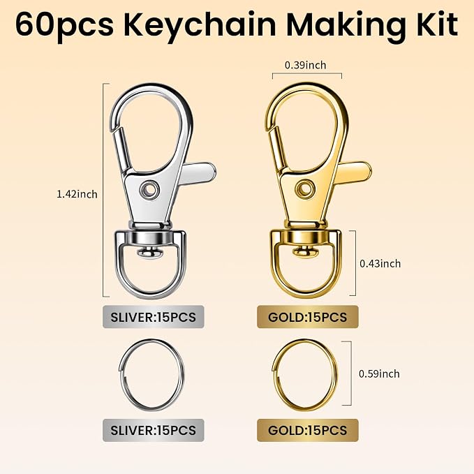 LEOBRO 60PCS Lobster Claw Clasps and Key Rings, Keychain Making kit, Keychains - Image 2