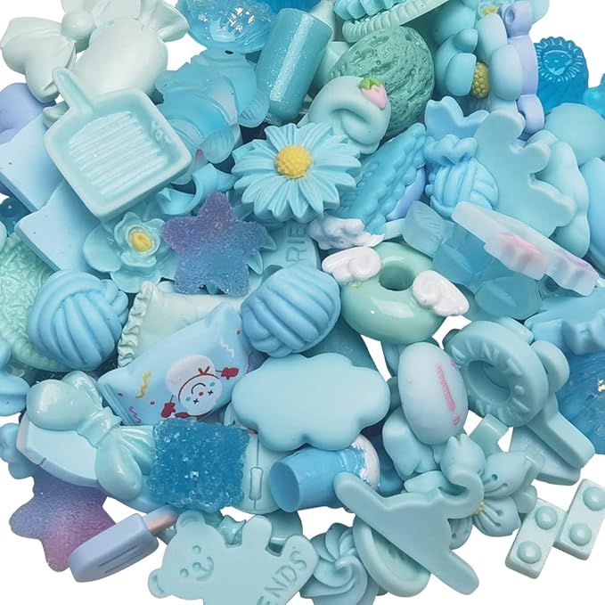 Chenkou Craft 50pcs Lots Mix Assorted Baby-Blue Craft DIY Flatbacks Resin Flat by ChenkouCraft