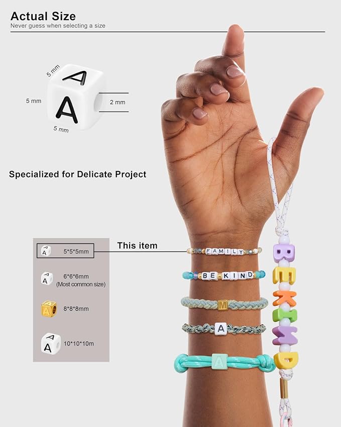 DoDoBeads 700 Pcs Small Letter Beads, 5×5mm Tiny Square Letter Beads - Image 3