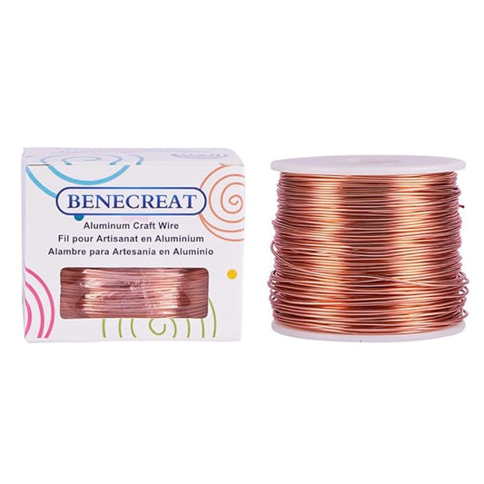 BENECREAT 17 Gauge Jewelry Craft Aluminum Wire 380 Feet Bendable Metal Sculpting Wire for Craft Floral Model Skeleton Making, Copper Tone