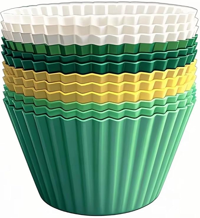 Silicone Muffin Baking Cups 12 Pack Reusable Cupcake Liners Non-stick Cake Molds by IELEK