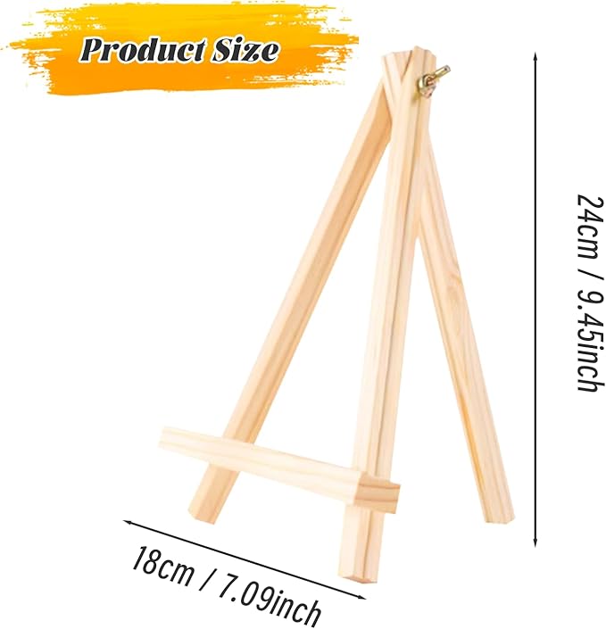 24 Pack 9 Inch Wooden Display Stand, Wooden Tripod Holder Stand, Painting Stand, Used for Displaying Business Cards and Photos, Student Desktop Easel for Painting